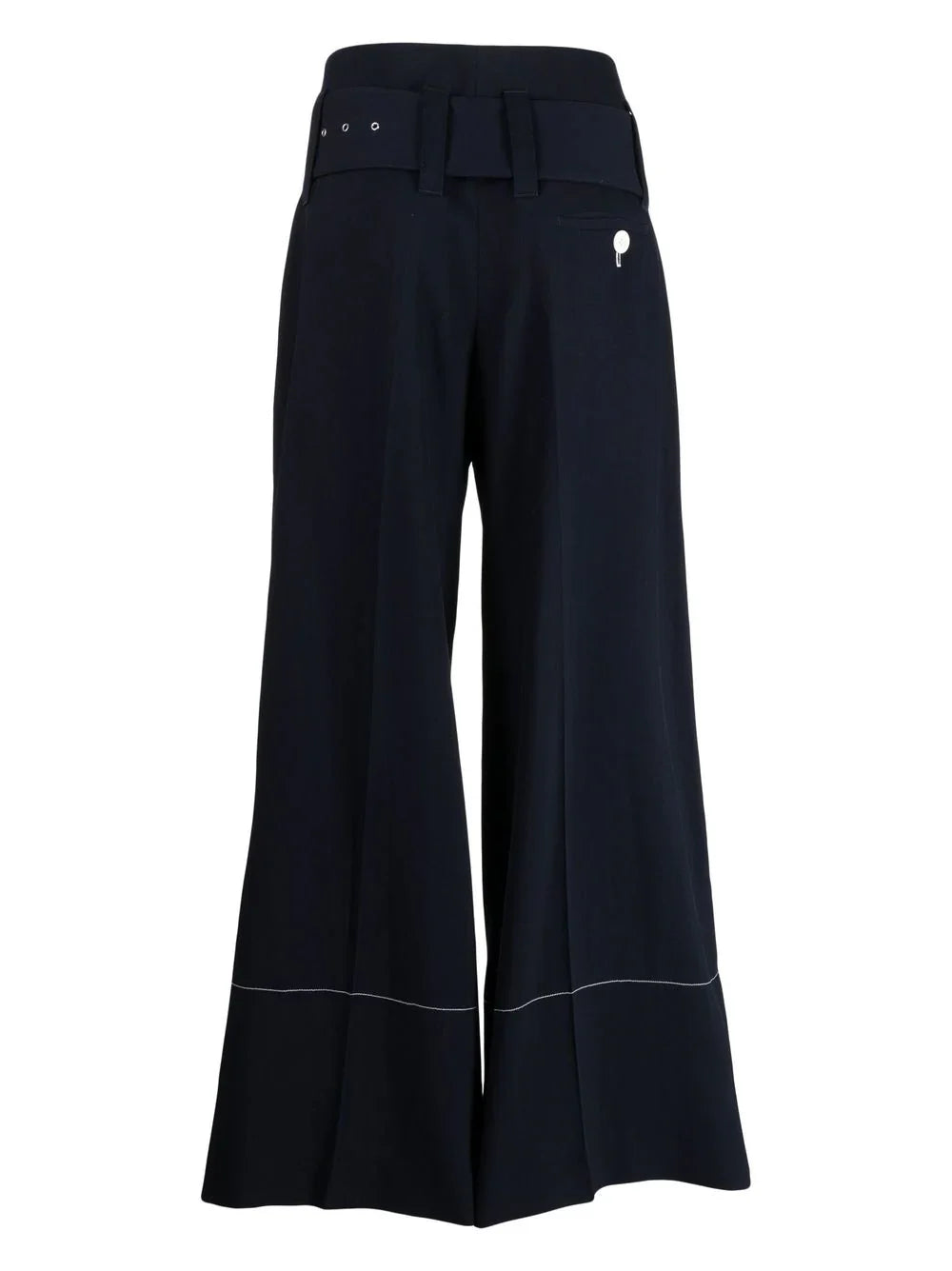 Celine belted wide-leg wool trousers with high waist and tailored fit, displayed on a neutral background.
