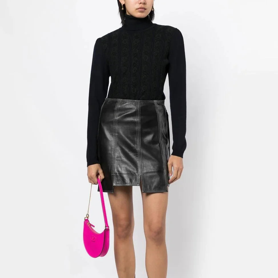 Lace panelled turtleneck jumper in a soft knit fabric, featuring intricate lace details on a stylish top by Other Designers.
