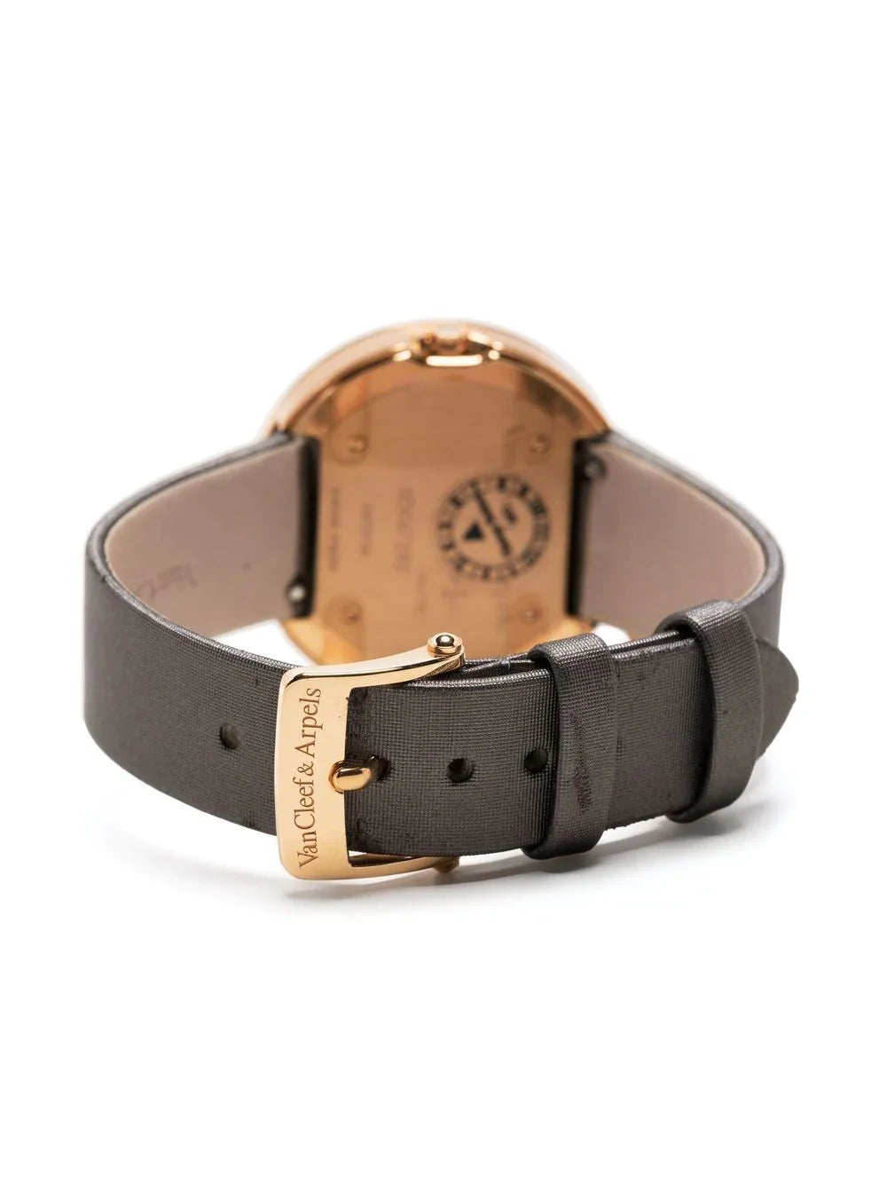 Van Cleef & Arpels rose gold charms watch with delicate bracelet and intricate watch face, showcasing elegant jewelry design