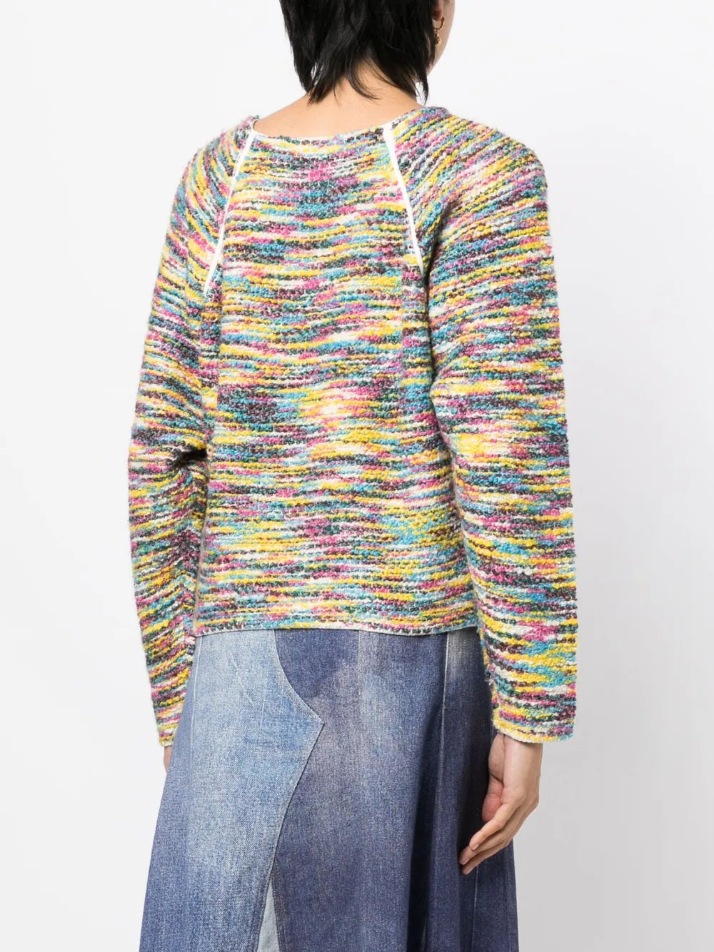 Colorful rainbow jumper top by Chloé featuring bright stripes and a cozy knit fabric, perfect for casual wear.