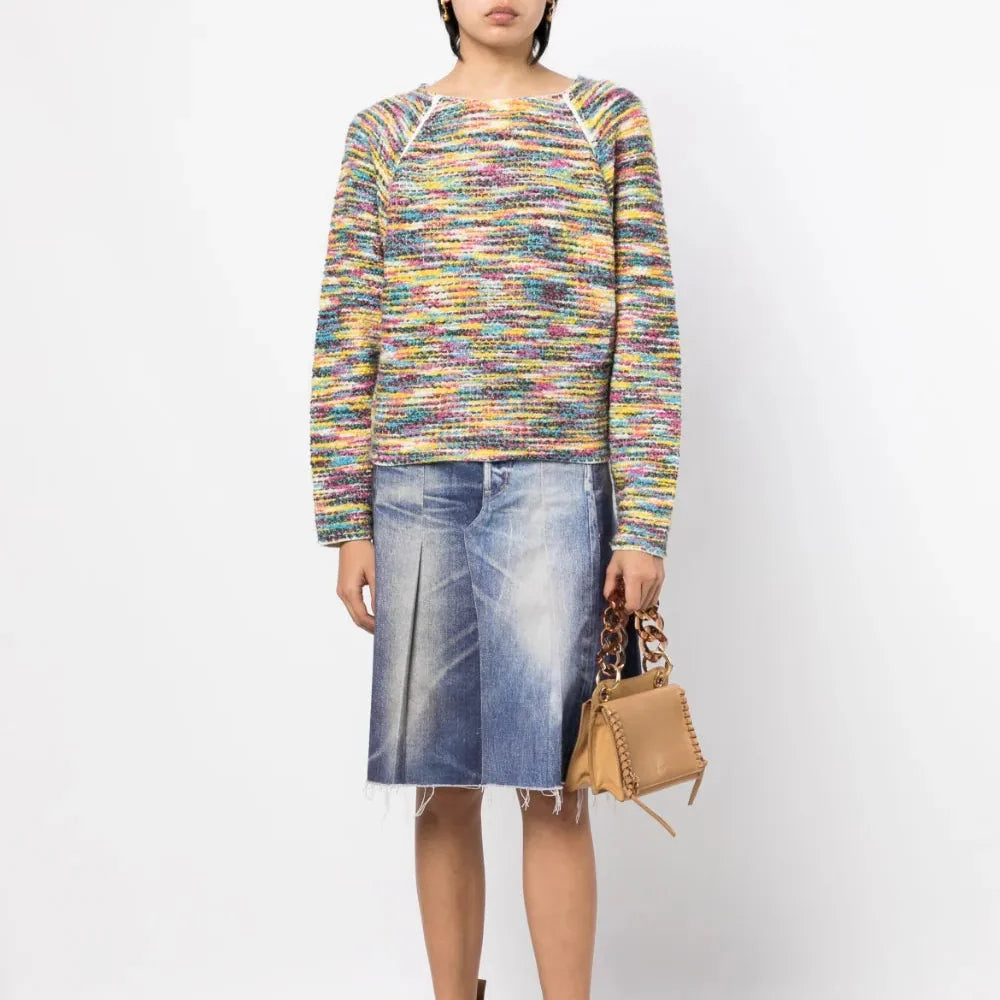 Colorful rainbow jumper top by Chloé, featuring vibrant stripes and a cozy knit design for a stylish, casual look.
