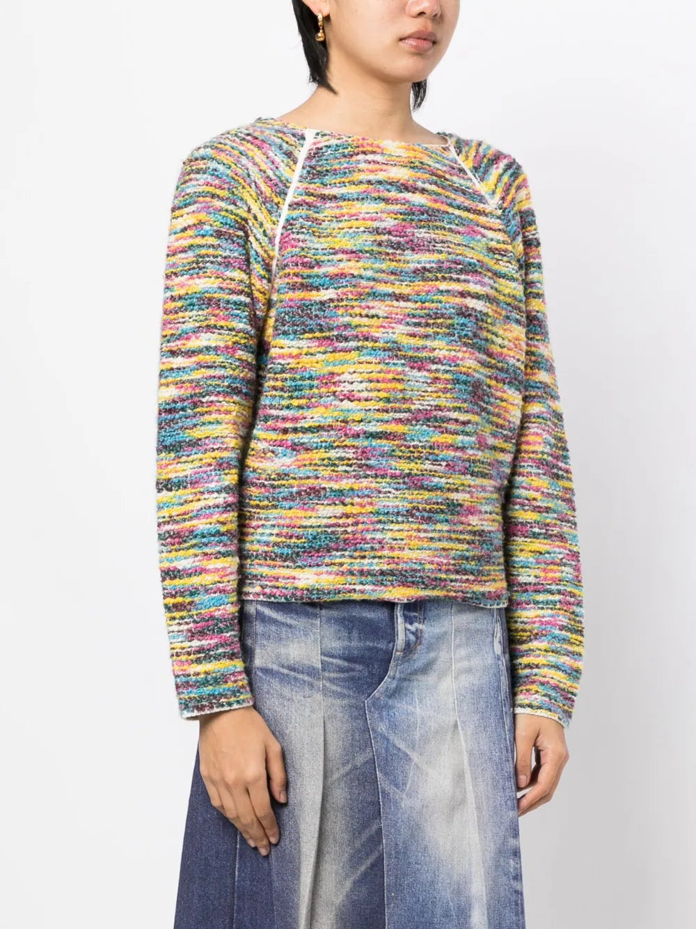 Colorful rainbow jumper top by Chloé featuring a vibrant knitted design and long sleeves.