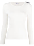 Balenciaga ribbed knit long-sleeved top in black, featuring a fitted design and textured fabric for a stylish look.