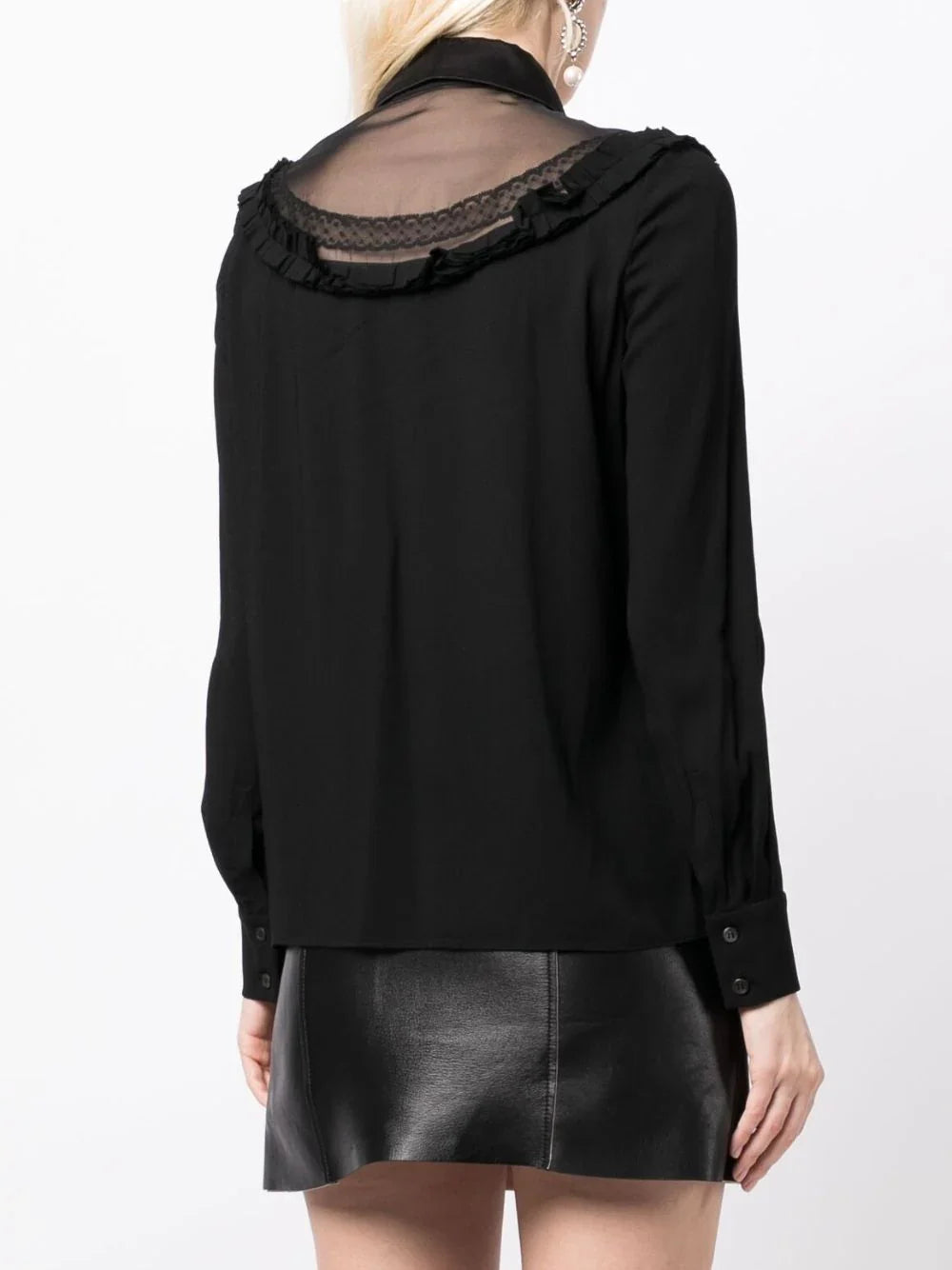 Miu Miu sheer-panelled long sleeve shirt with see-through panels and classic button-up design, stylish and elegant top.