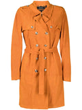 Gucci suede trench coat, stylish women's coat with classic design and soft suede fabric, shown on a hanger.