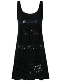 Prada 2005 panelled sleeveless dress with a fitted silhouette and sleek design, shown in a high-resolution image.