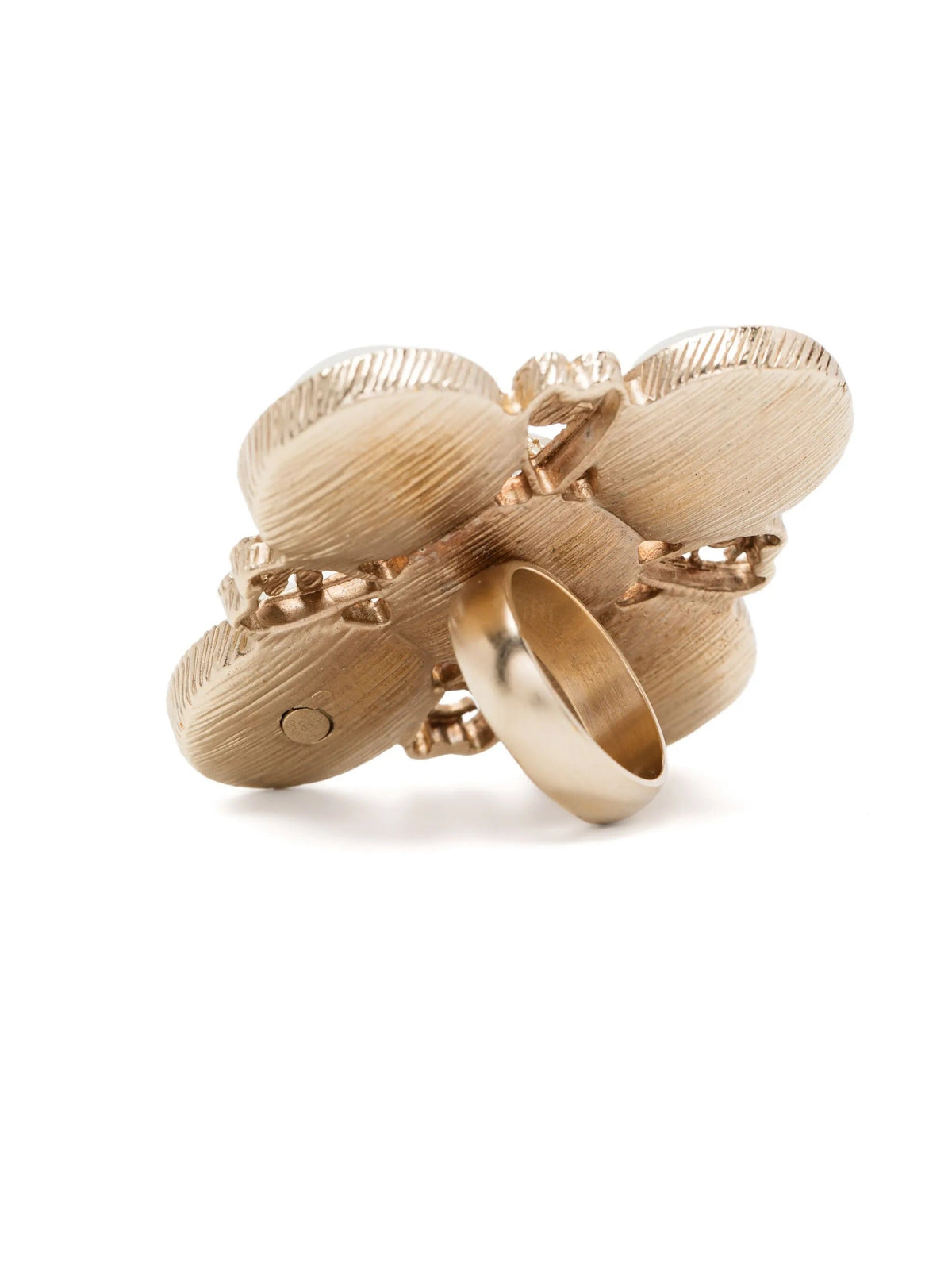 Chanel Motifs Pearl Ring featuring a gold band with pearl accents and iconic design details.