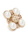 Chanel Motifs Pearl Ring featuring a gold band with pearl accents, elegant jewelry for sophisticated style