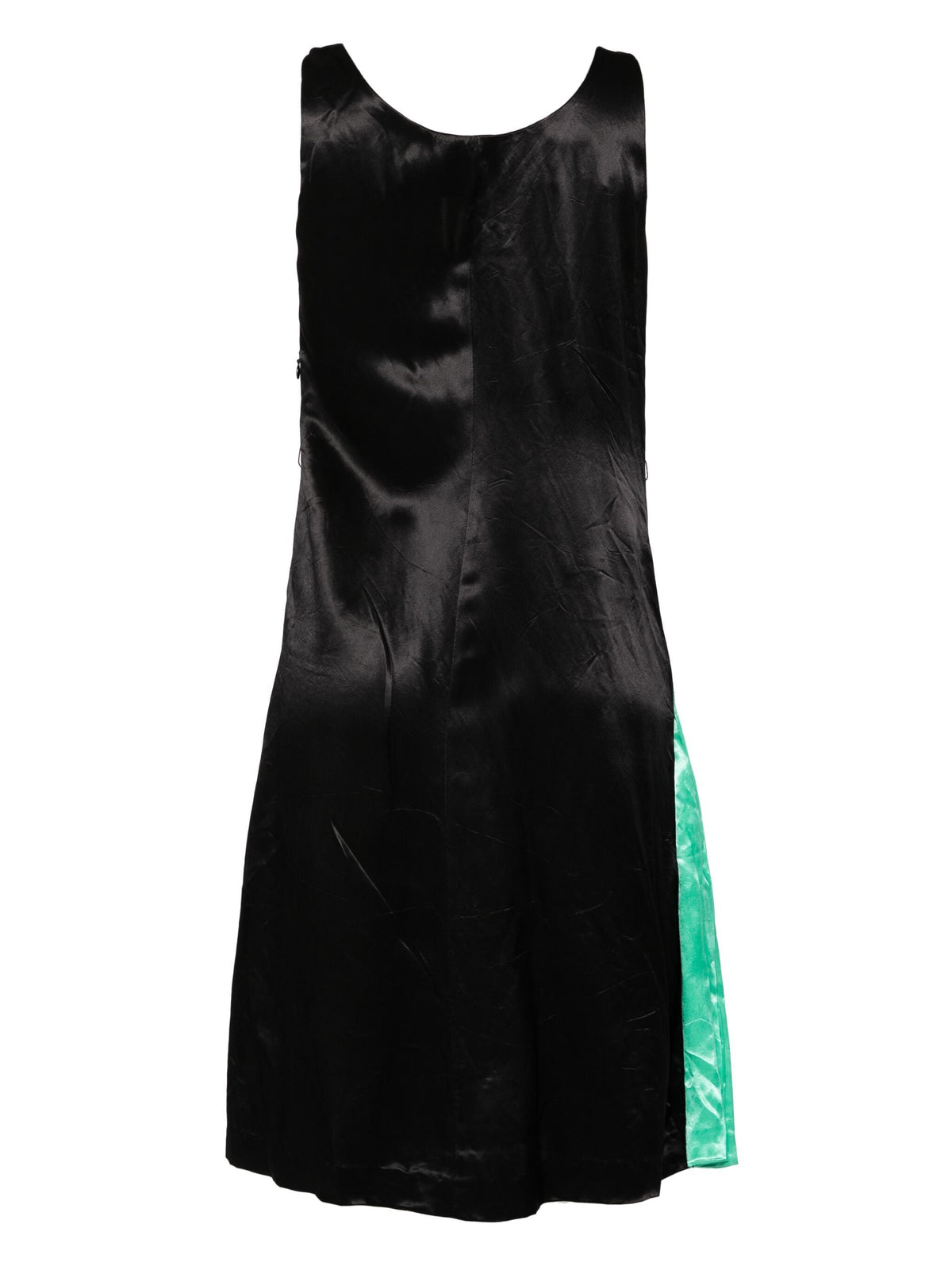 Miu Miu mid-length dress with elegant fabric and stylish design, displayed on a hanger against a neutral background.