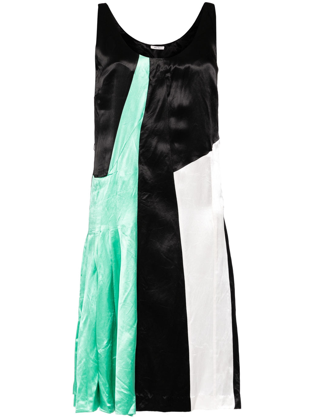 Miu Miu mid-length dress with elegant fabric and stylish design, displayed on a dress form.