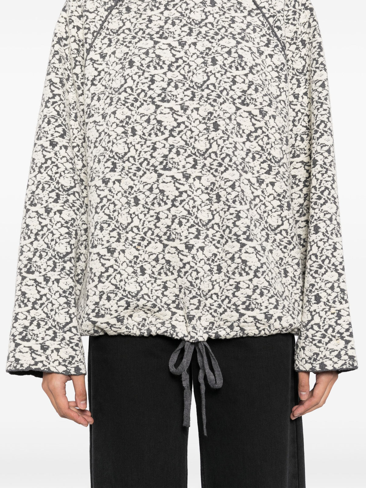 Chloé patterned jacquard wool jumper, long-sleeve top with intricate woven design, cozy and stylish winter knitwear.