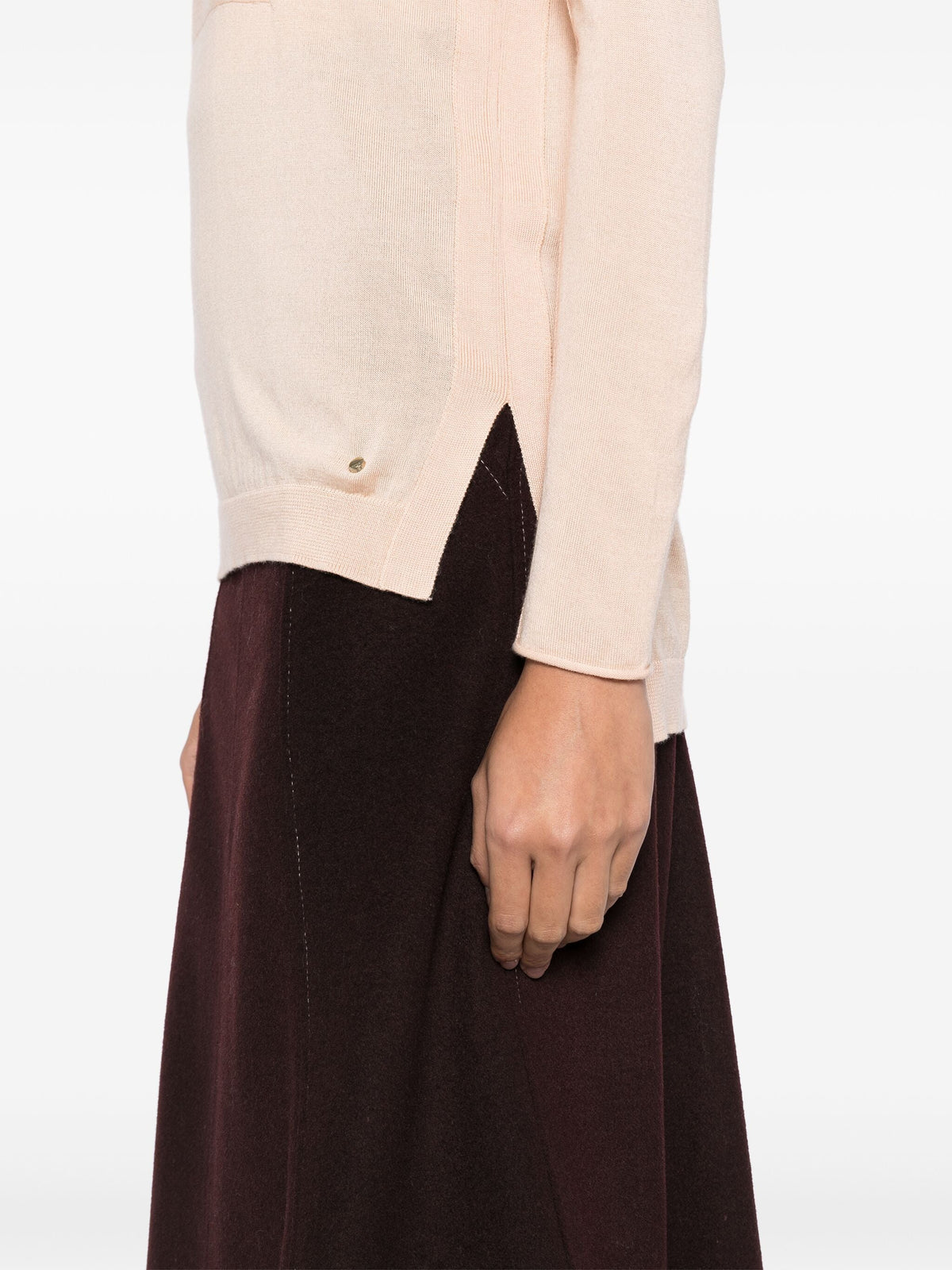 Chloé Peach Cashmere Turtleneck Jumper, soft knit tops in a warm peach color with a cozy turtleneck design.