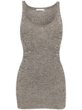 Brown 2000s Prada knitted top with ribbed cuffs and neckline, featuring a fitted, stylish design.