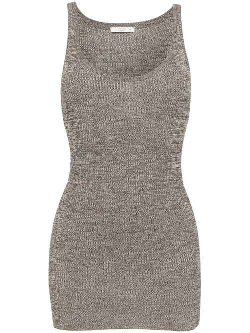 Brown 2000s Prada knitted top with ribbed cuffs and neckline, featuring a fitted, stylish design.