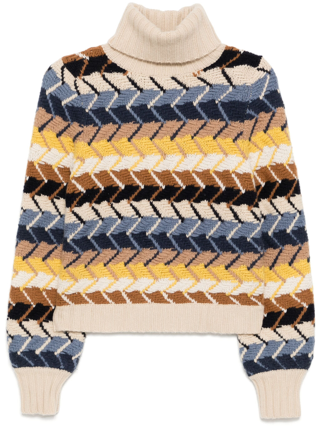 Multicoloured knit jumper by Chloé, featuring a cozy, multicolored pattern and ribbed cuffs, perfect for stylish layering.