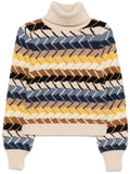 Multicoloured knit jumper by Chloé, featuring a cozy, multicolored pattern and ribbed cuffs, perfect for stylish layering.