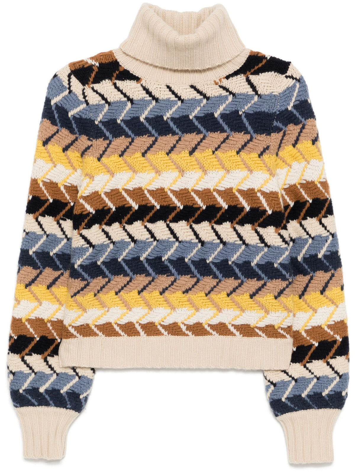 Multicoloured knit jumper by Chloé, featuring a cozy, multicolored pattern and ribbed cuffs, perfect for stylish layering.
