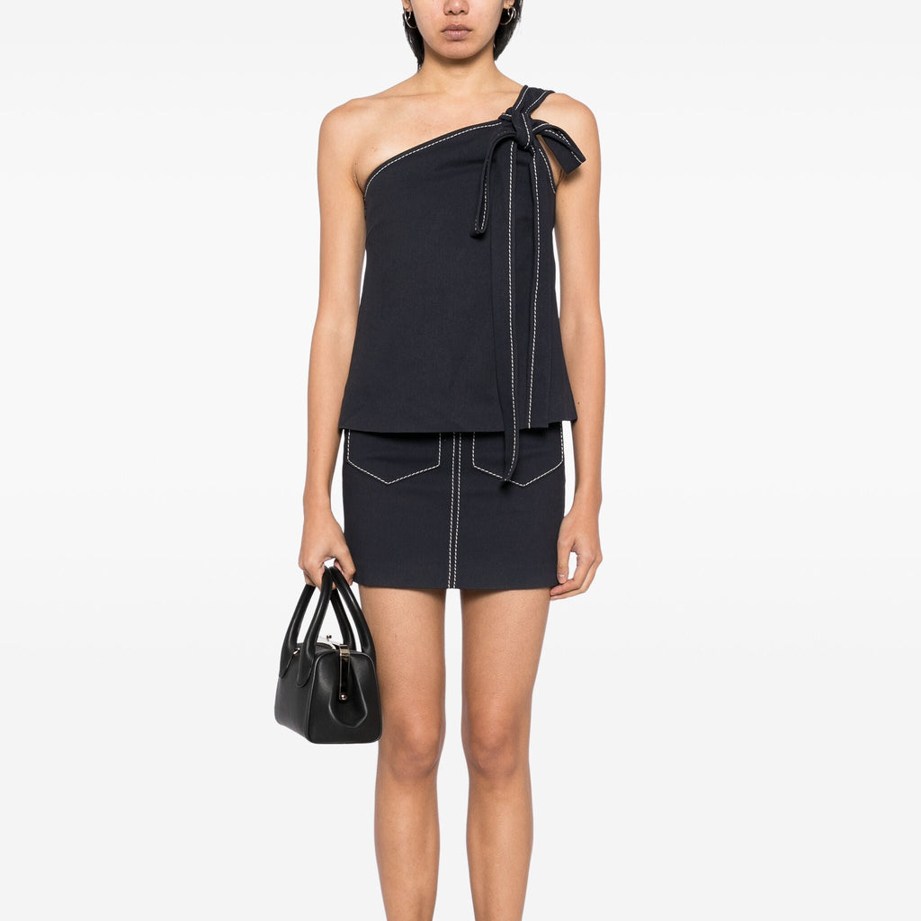 Navy mini skirt from Chloé SS16 collection, stylish skirts & shorts, shown in natural fabric with a fitted waistband.