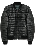 Dolce & Gabbana leather bomber jacket with a sleek design, showcasing its smooth black leather and classic fit.