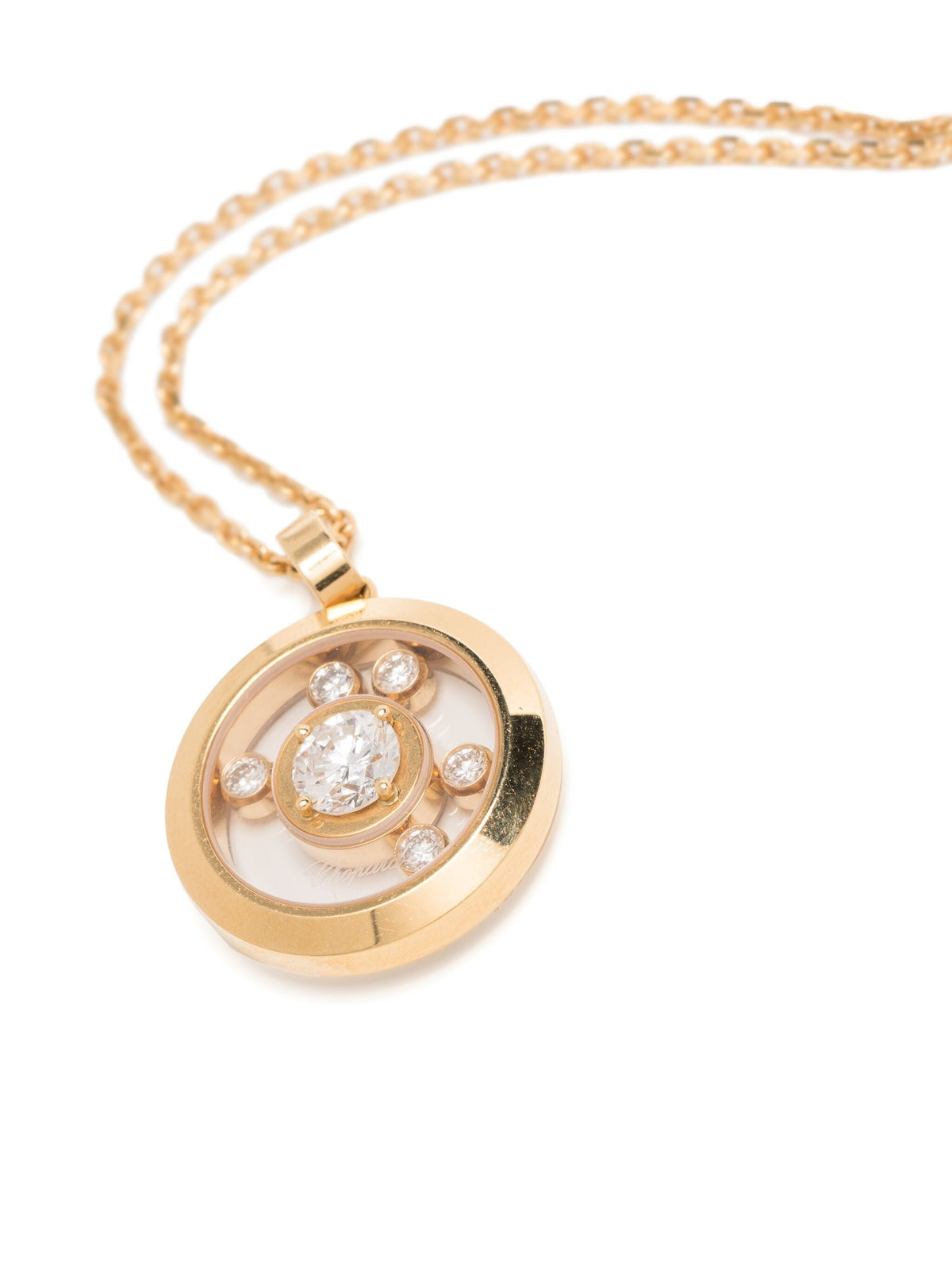 Chopard Happy Diamonds Icons Necklace featuring sparkling diamond accents on fine jewelry chain, elegant and luxurious design.