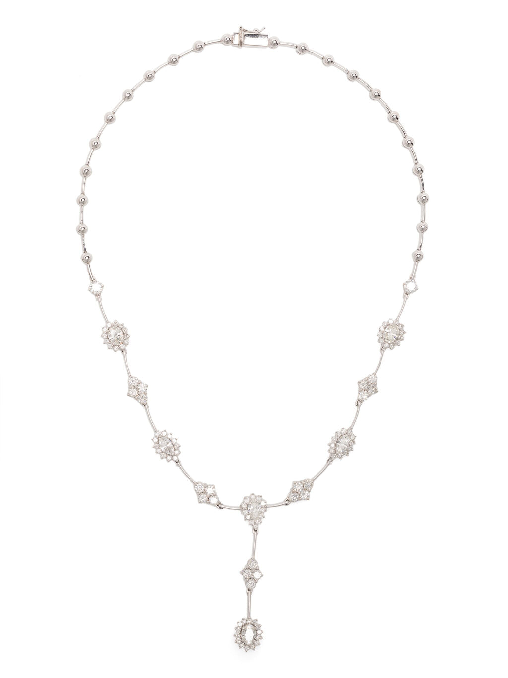 White gold diamond flower pendant, fine jewelry piece with sparkling diamonds and intricate floral design, from Vintage Finds.