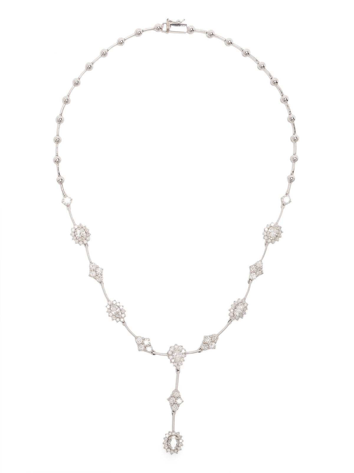 White gold diamond flower pendant, fine jewelry piece with sparkling diamonds and intricate floral design, from Vintage Finds.