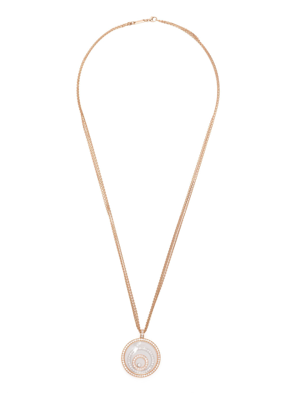Rose gold Happy Spirit necklace by Chopard, fine jewelry piece featuring a delicate pendant on a slender chain.