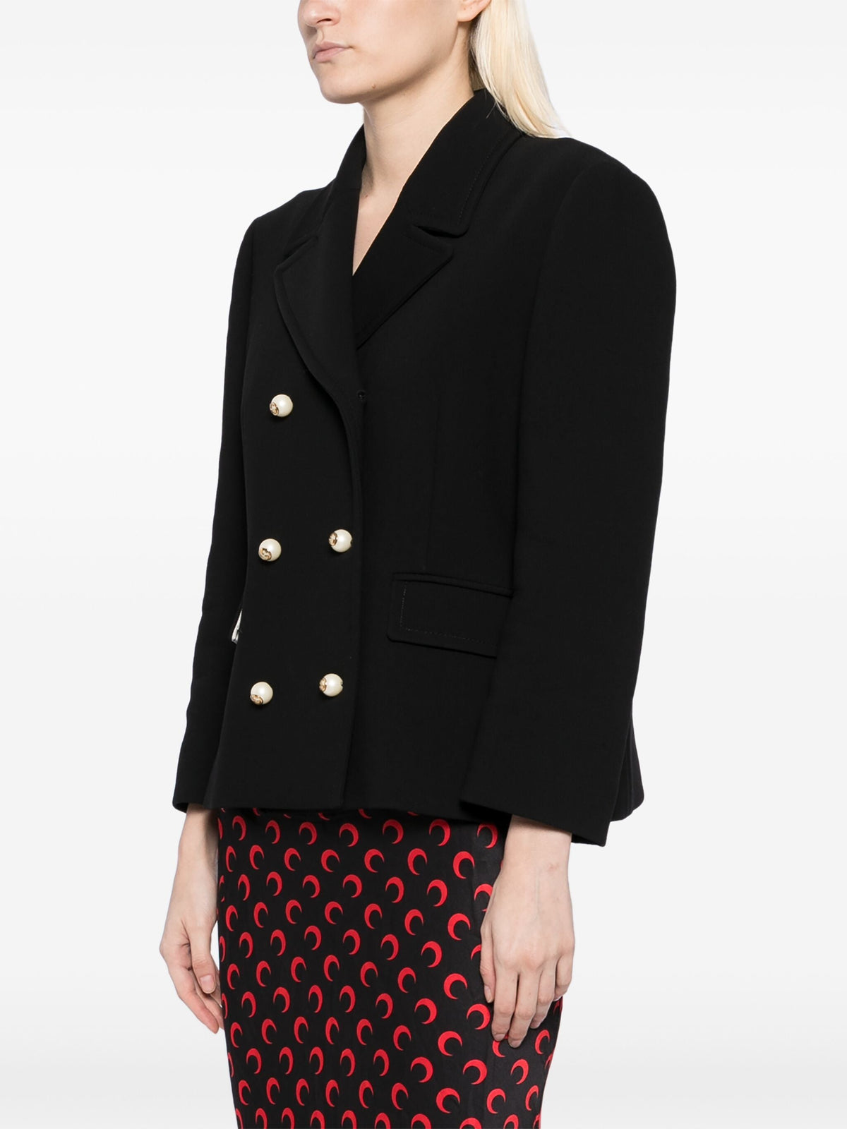 Gucci GG Buttons Blazer, tailored men's blazer with signature GG button details, in classic dark fabric.