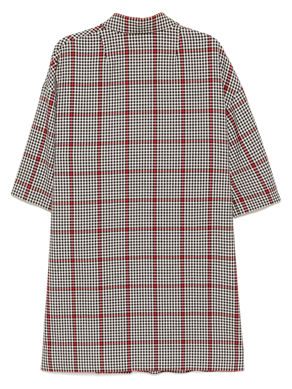 Dolce & Gabbana herringbone coat with 3/4 sleeves, tailored fit, and classic pattern, displayed on a hanger.
