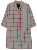 Dolce & Gabbana herringbone 3/4 sleeve coat displayed on a hanger, showcasing classic pattern and tailored design.