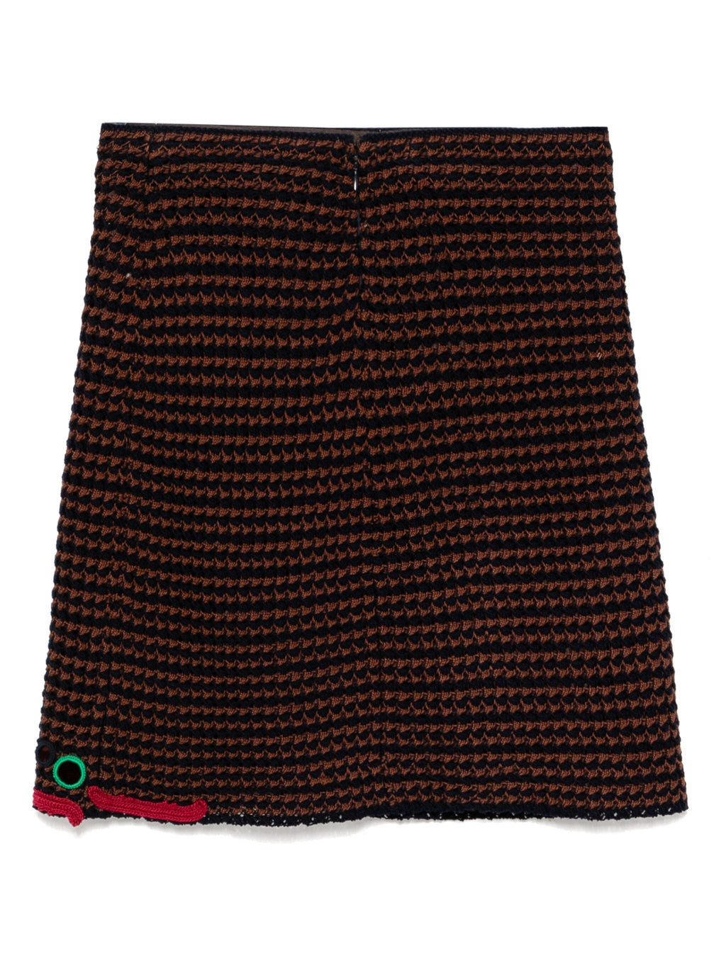 Navy Prada Spring 2005 crochet embellished skirt with intricate detailing, stylish and elegant for sophisticated fashion.