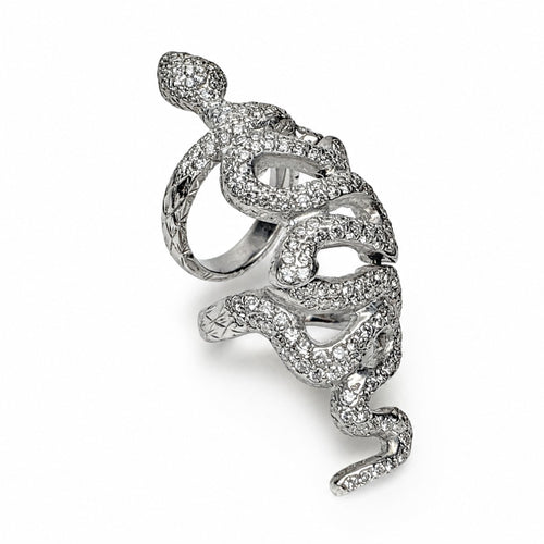 18K coiled snake ring with intricate detailing, crafted by Other Designers, displayed on a white background.