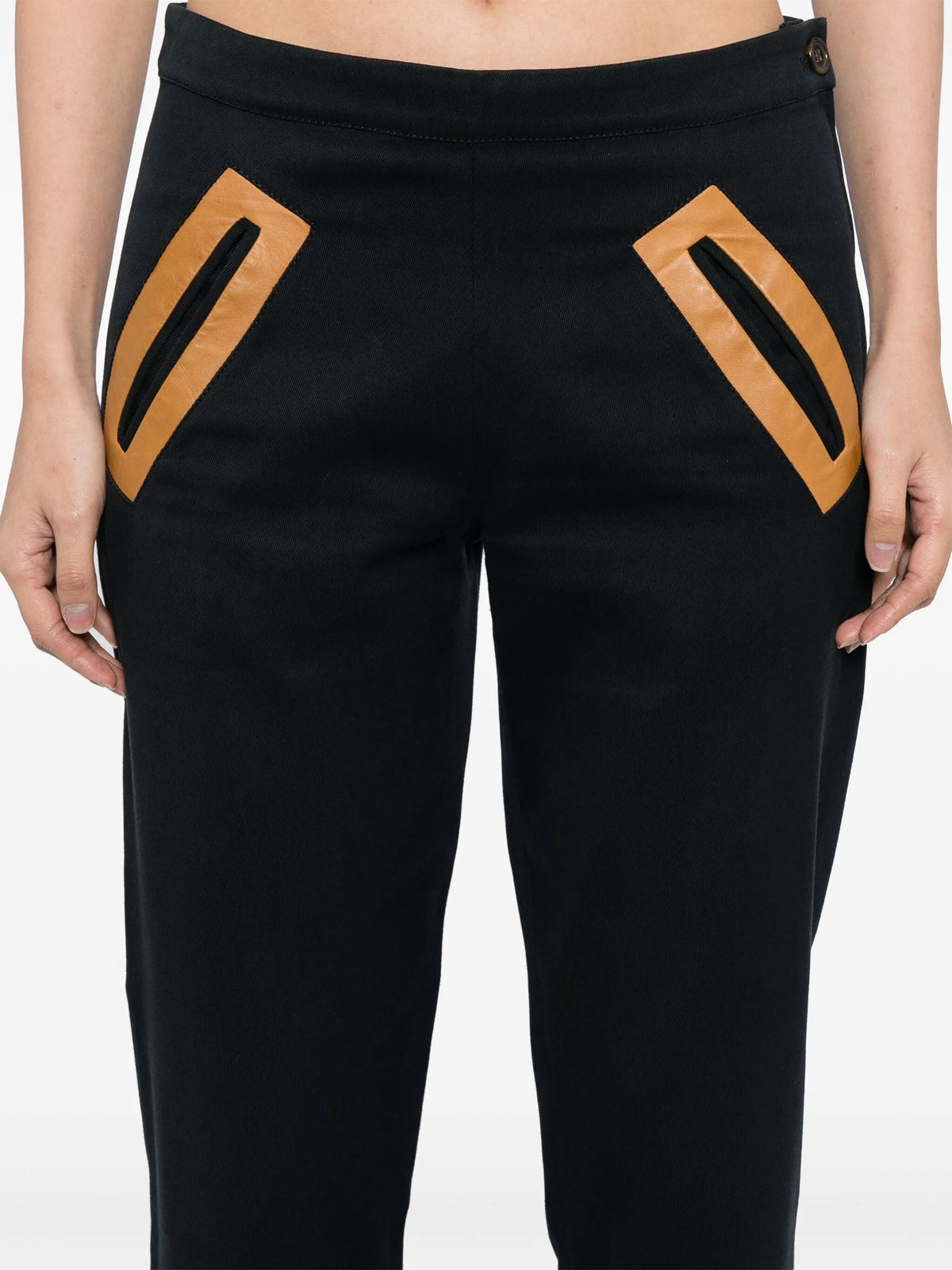 Miu Miu Archive School Suit cropped trousers in tailored fabric, featuring a high waist and classic straight-leg design.