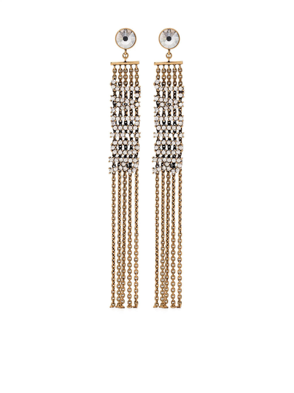 Dior J'Adior crystal dangle chain earrings with sparkling crystals and silver-tone metal, elegant and stylish accessory.