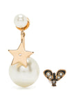 Dior Star and Bee Tribal Earrings featuring gold-tone metal with star and bee design details displayed on white background.
