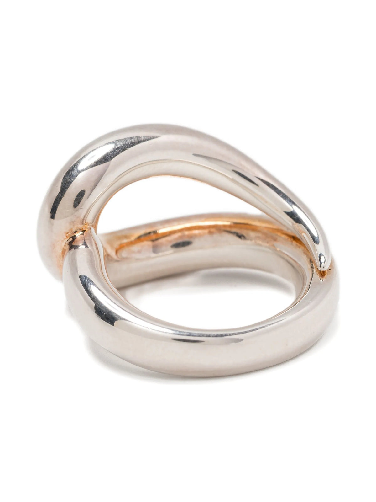 Hermès sterling ring with sleek, polished design, showcasing a smooth band and elegant craftsmanship.