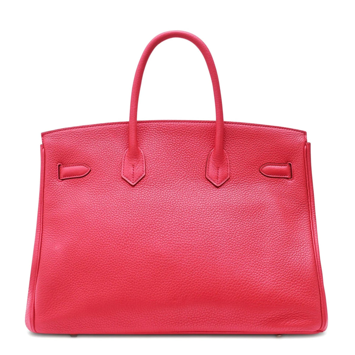 Hermès Birkin 35 Bougainvillea Clemence GHW top handle bag with gold hardware, showcasing textured leather and elegant design.