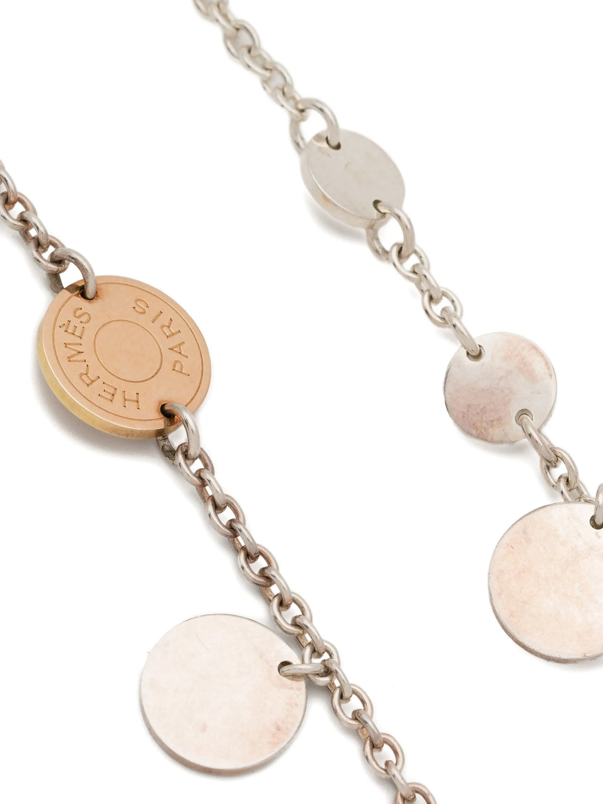 Hermès Ex Libris long necklace with gold chain and decorative pendant, stylish jewelry accessory for women