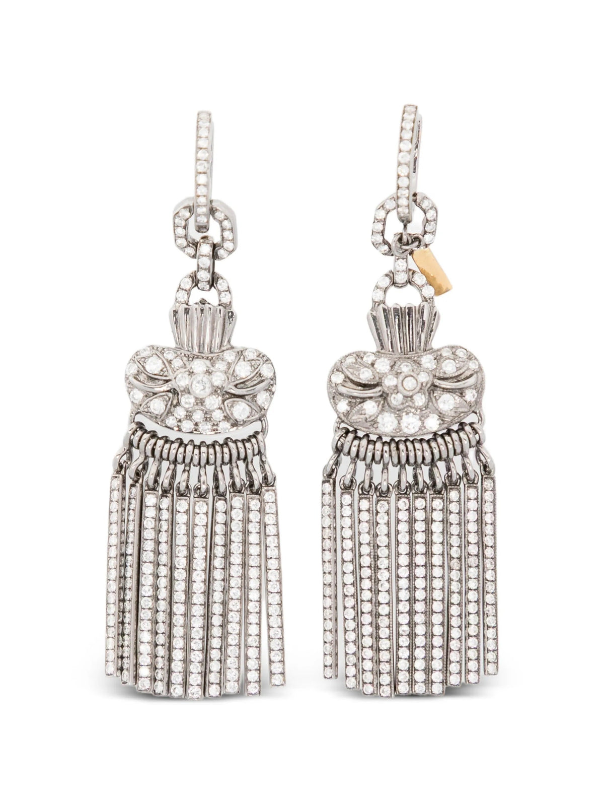 Vintage Finds Pavé Dangle Fringe Diamond Earrings featuring sparkling diamonds and elegant dangle design.