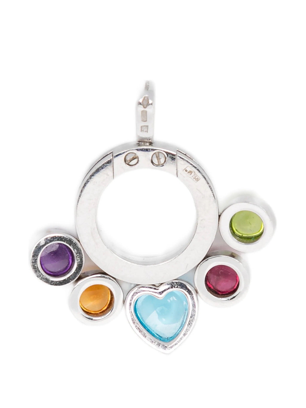 Bulgari White Gold Multicolour Stone Allegra Pendant necklace with vibrant gemstones on a white gold chain.