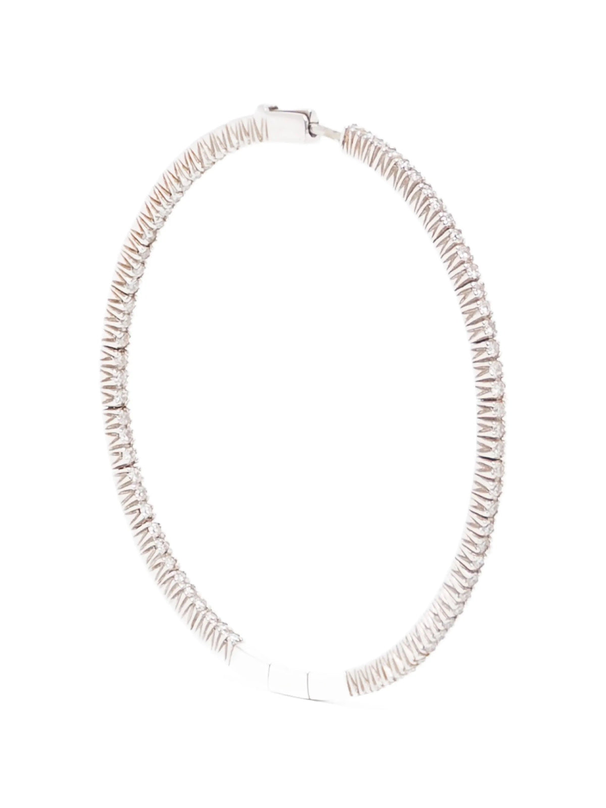 Vintage Finds Pavé Hoop Earrings, silver-tone earrings with sparkling pavé detailing, showcasing their elegant hoop design.