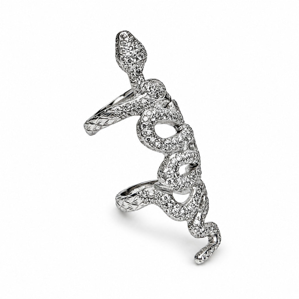 18K gold coiled snake ring with intricate detailing, stylish jewelry accessory from Other Designers.