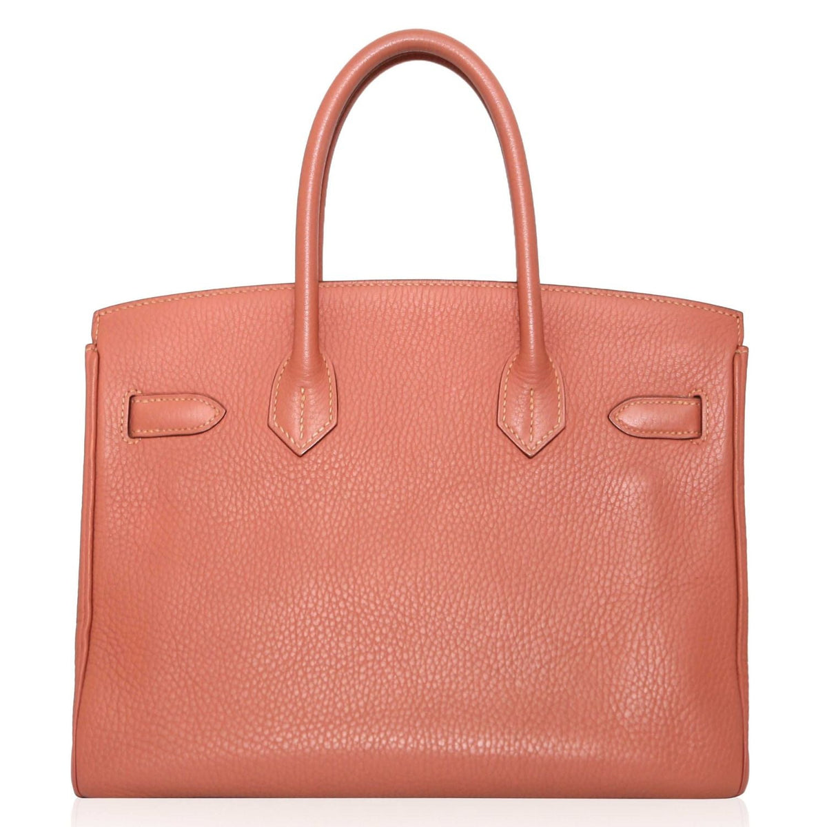 Hermès Birkin 30 Rose Tea Togo GHW top handle bag, showcasing soft leather, gold hardware, and elegant design.