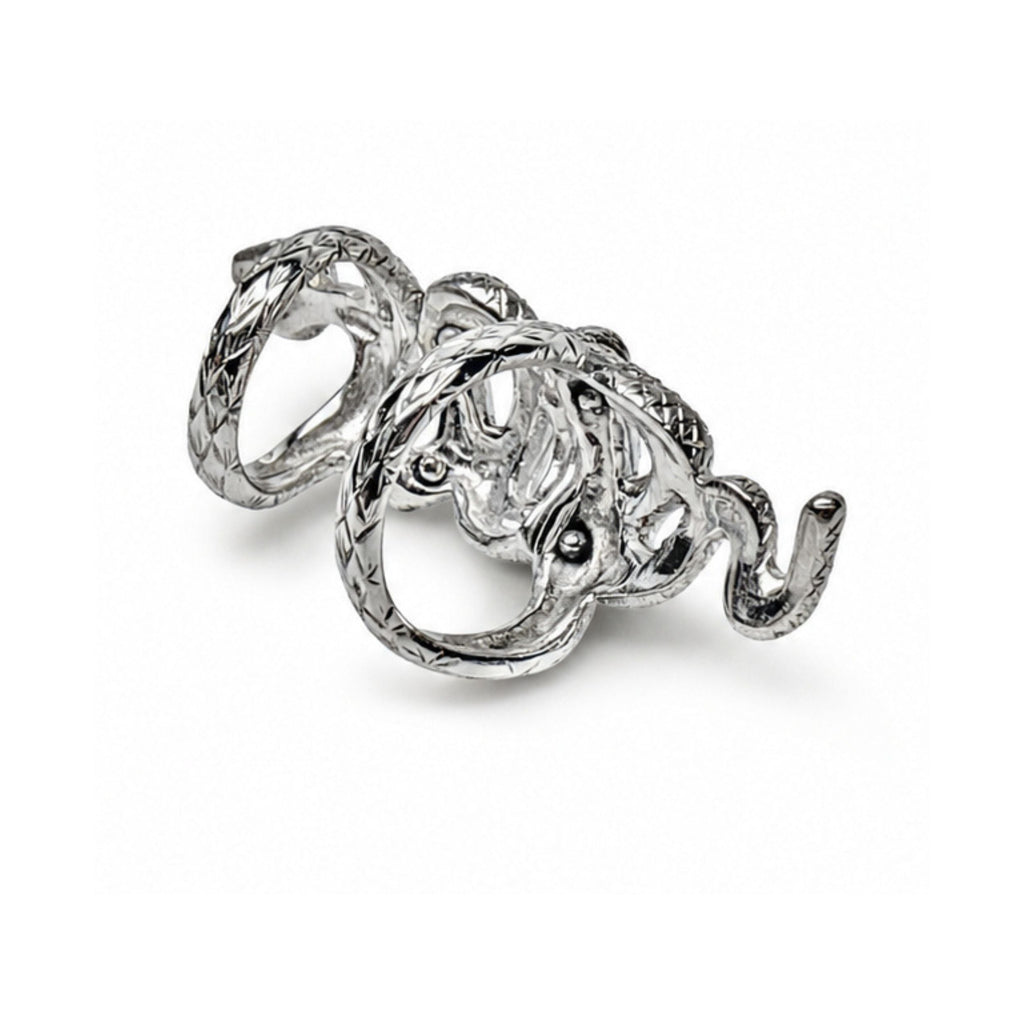 18K coiled snake ring by Other Designers, showcasing a detailed gold snake design wrapped around the finger.