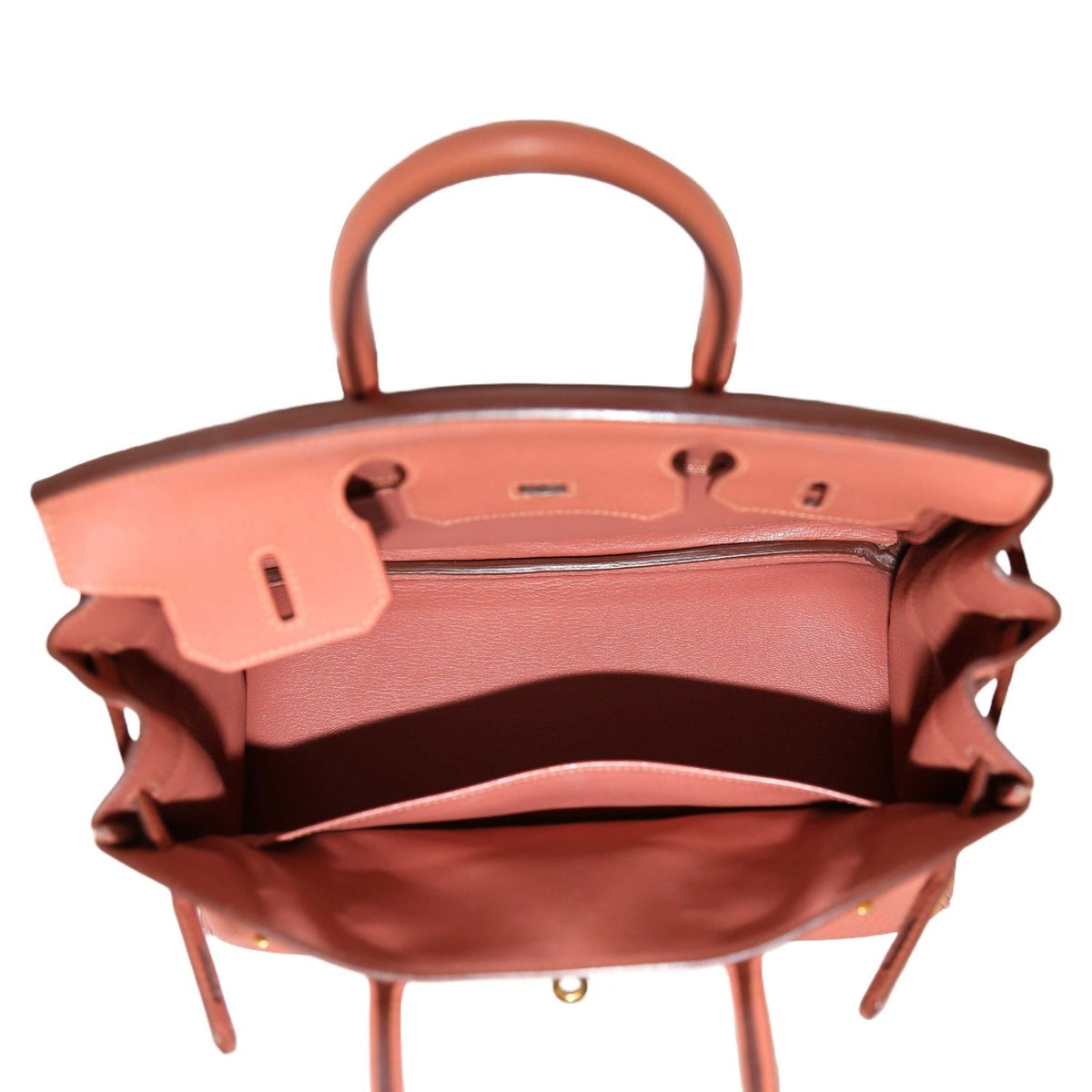 Hermès Birkin 30 Rose Tea Togo GHW top handle bag with gold hardware, showcasing soft leather and elegant design.