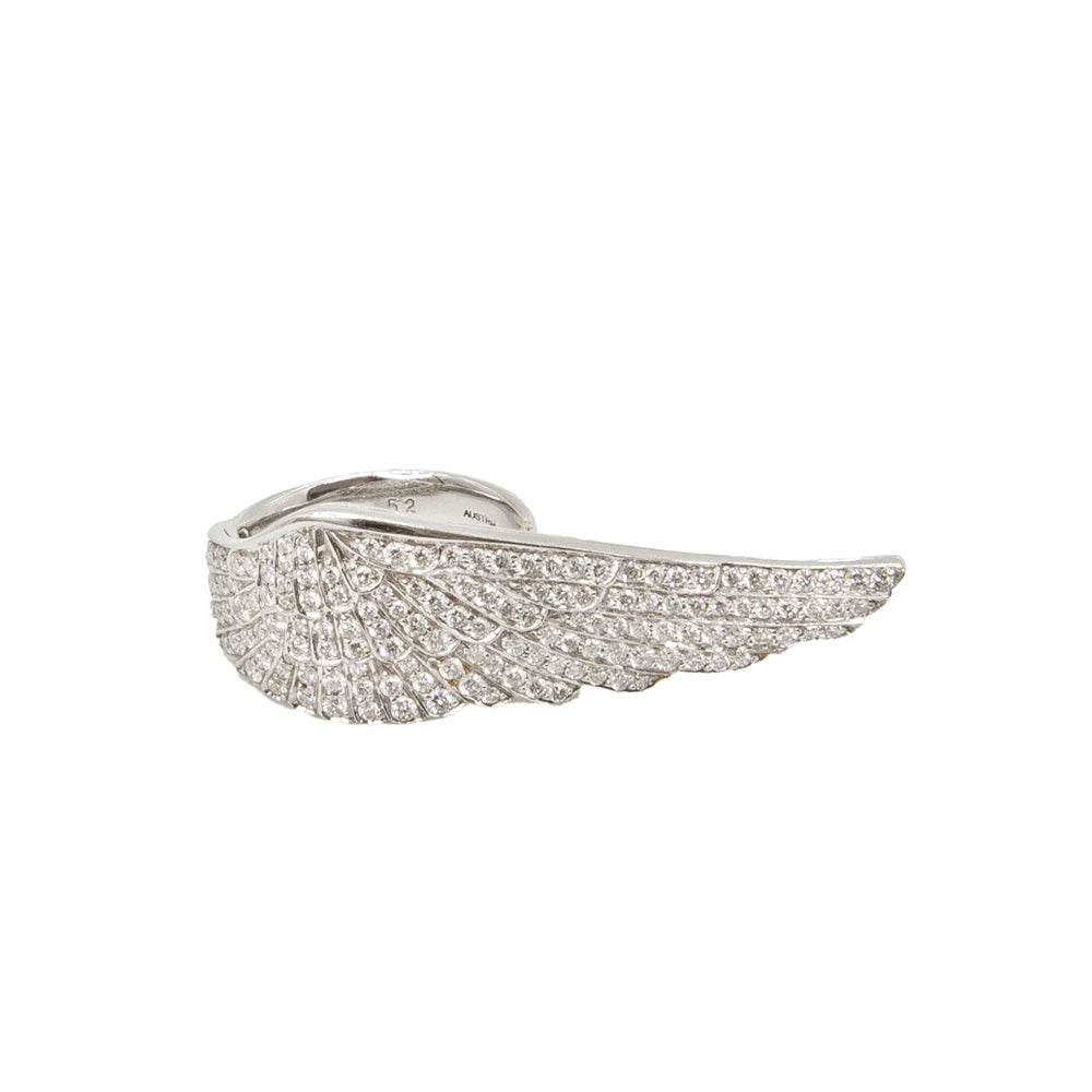 Asprey Garrard feather ring featuring intricate feather design in sterling silver, elegant jewelry for sophisticated style.