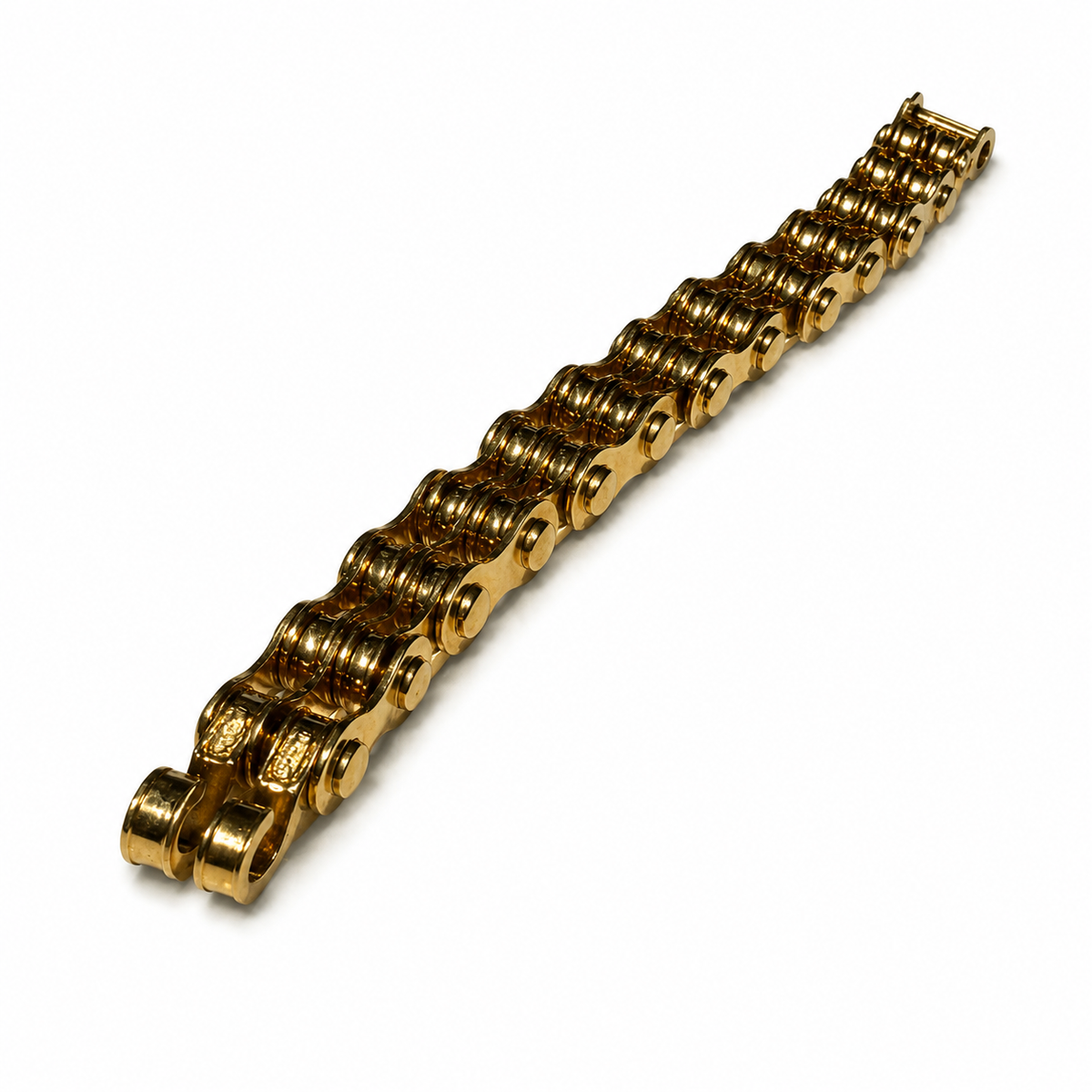 Dior Archival John Galliano bicycle chain bracelet featuring metallic links and Dior branding on a stylish jewelry piece.