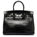 Hermès Birkin 35 Exotic top handle bag with Palladium hardware, showcasing luxurious textured leather and elegant design.