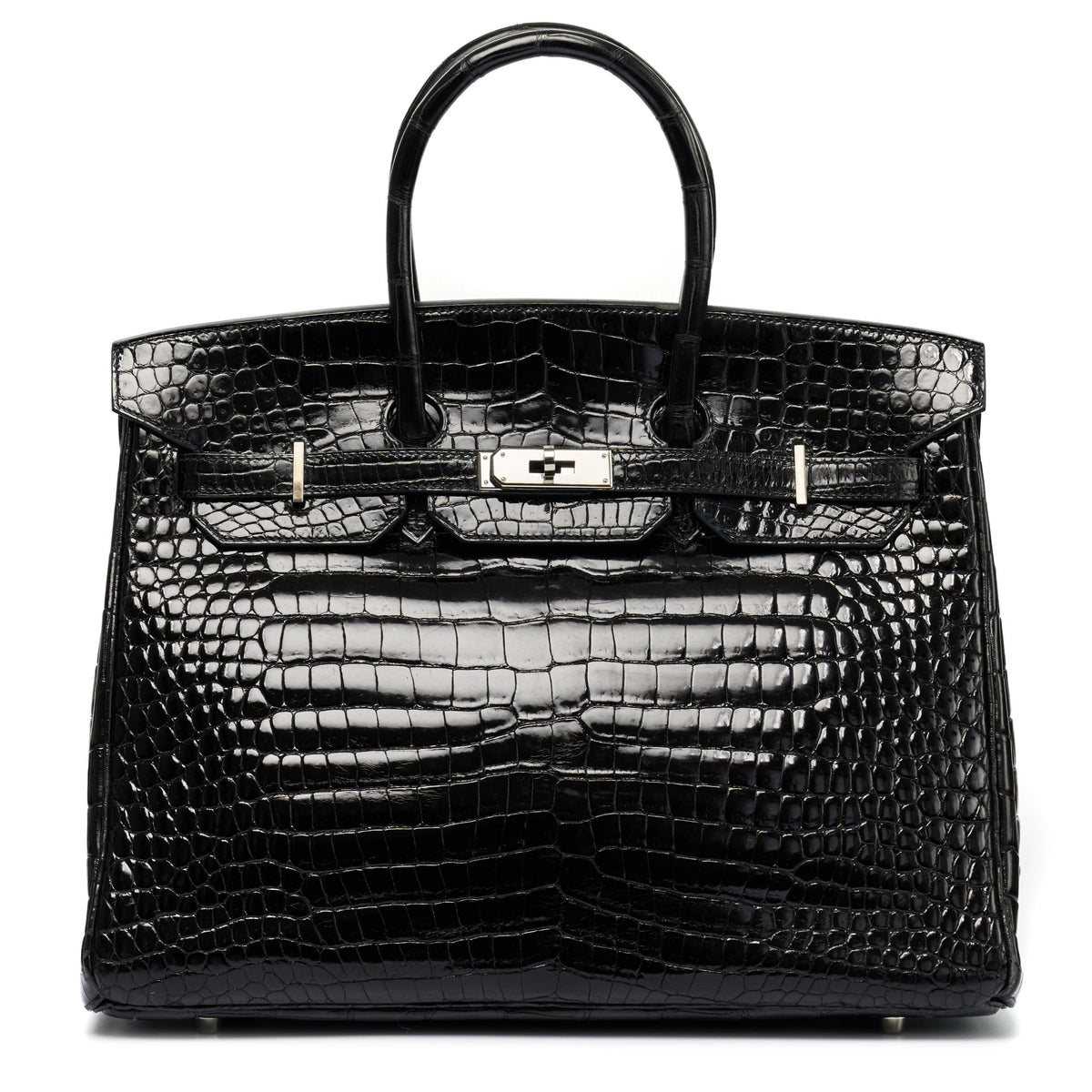 Hermès Birkin 35 Exotic top handle bag with Palladium hardware, showcasing luxurious textured leather and elegant design.
