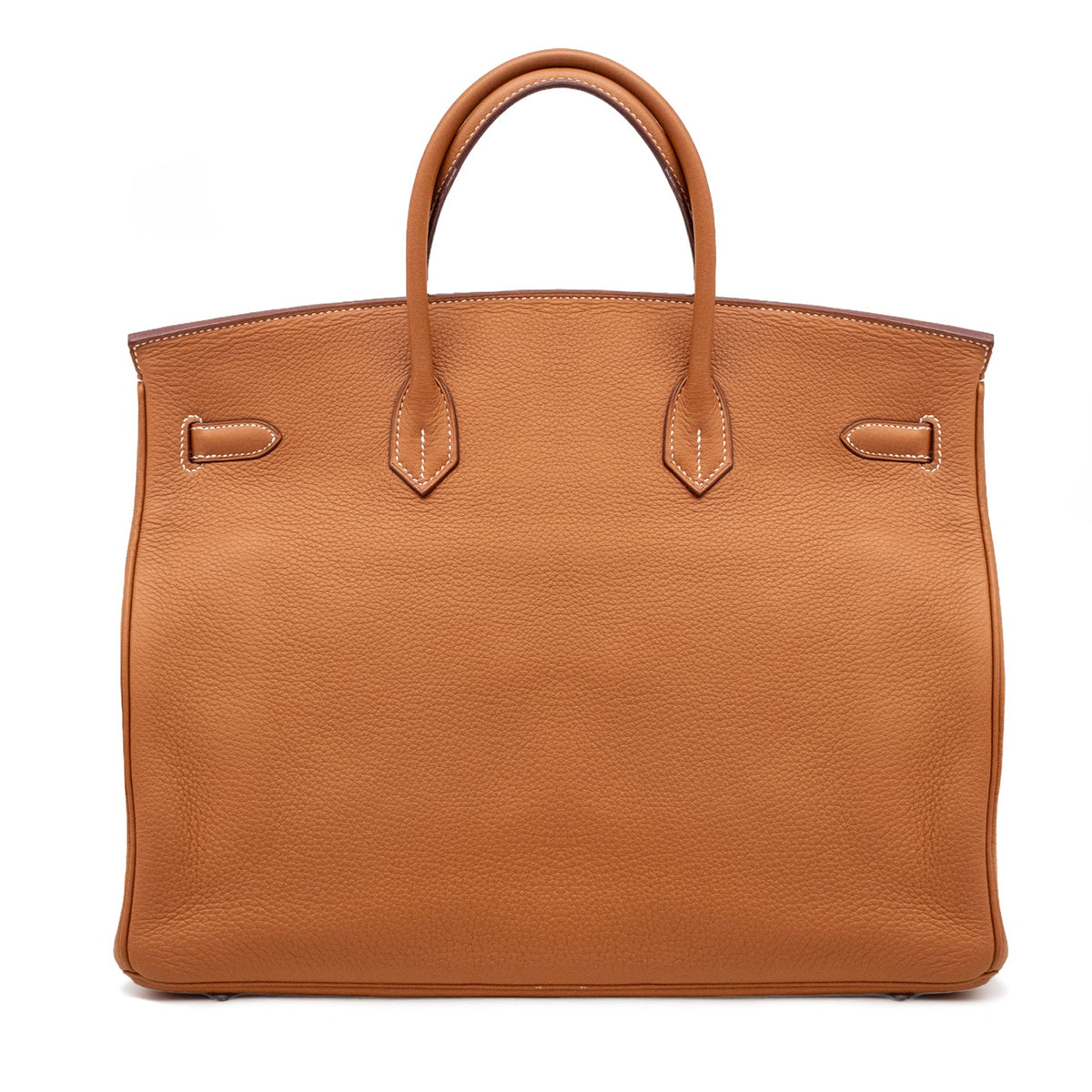 Hermès Birkin 40 Gold Togo PHW top handle bag shown from the back, featuring luxurious gold-toned hardware and sleek design.